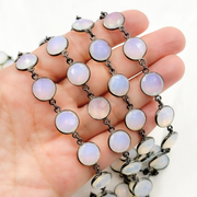 Opalite Round Shape Oxidized Wire Chain